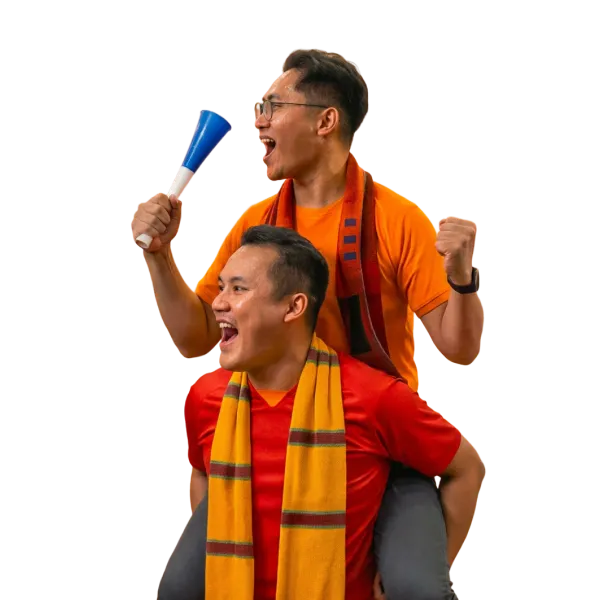 Football fan celebrating
